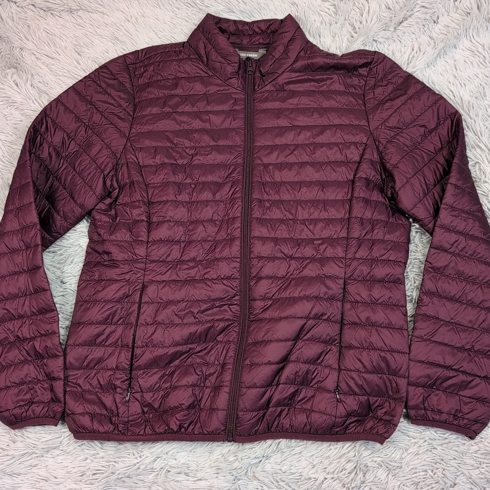 Joe Fresh Jacket Womens L‎ Purple Zip Up Pockets Comfort Primaloft Lightweight